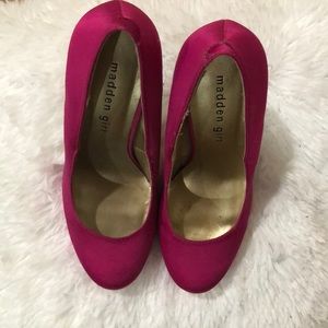 Hot pink platforms with glitter base and heels
